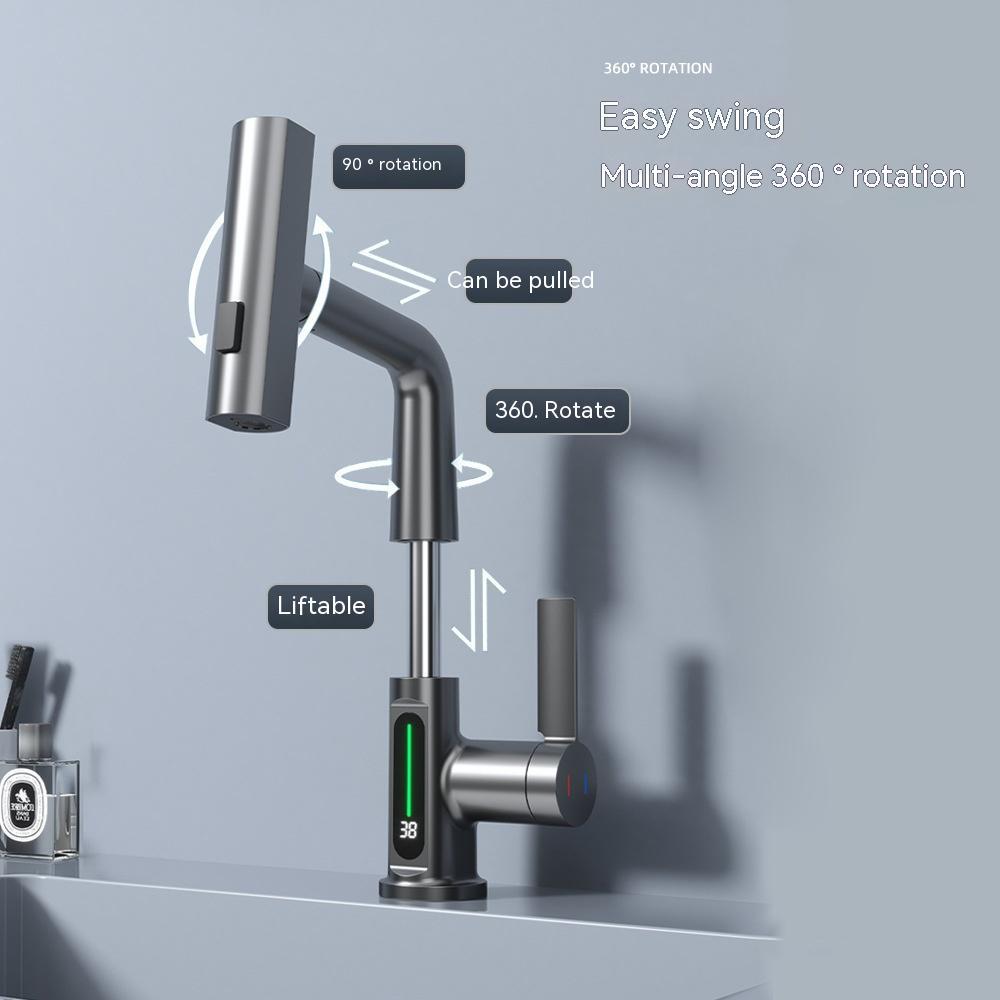 Smart Digital Display Pull-out Faucet with 360° Rotation