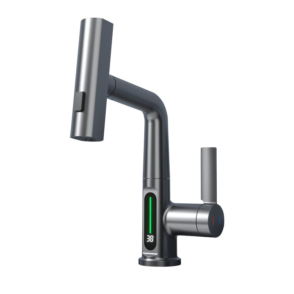 Smart Digital Display Pull-out Faucet with 360° Rotation