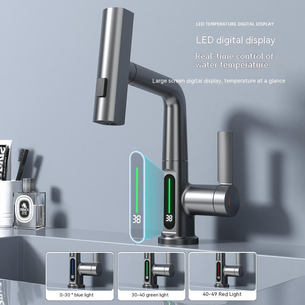 Smart Digital Display Pull-out Faucet with 360° Rotation