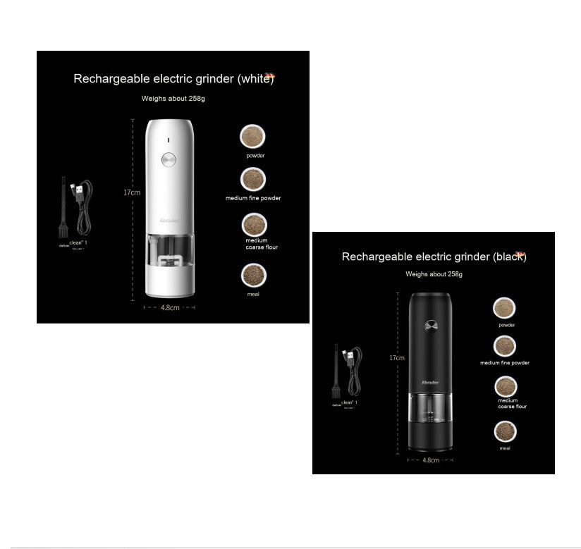 USB Rechargeable Electric Salt and Pepper Grinder Set